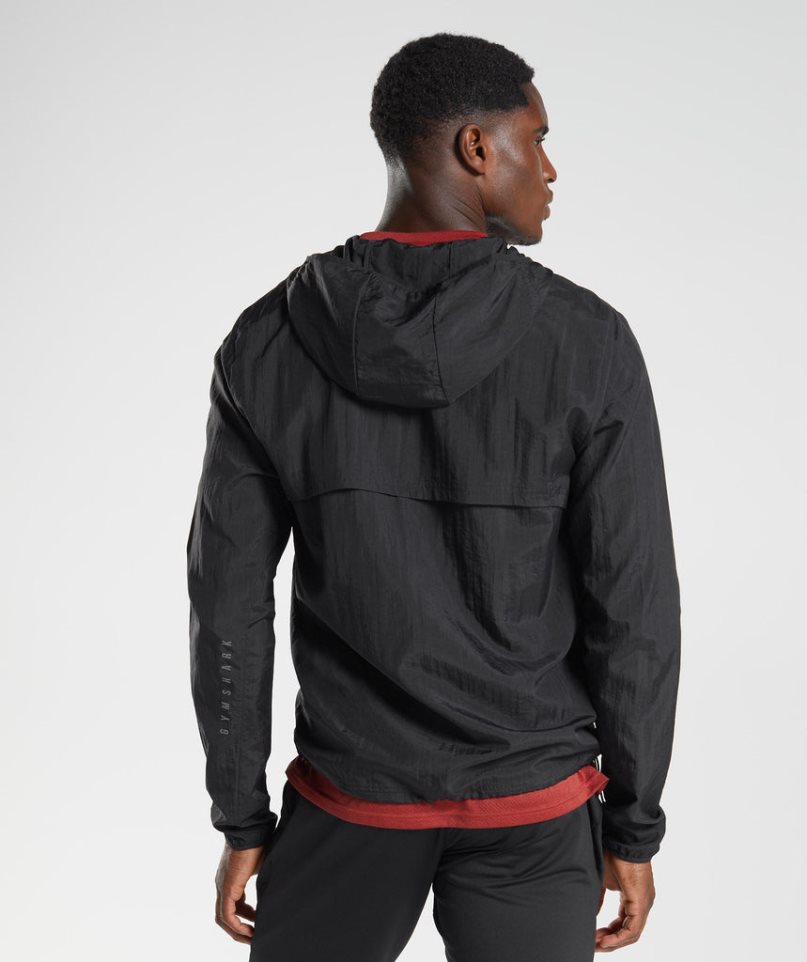 Gymshark Sport Férfi Széldzseki Fekete | HU-J-569