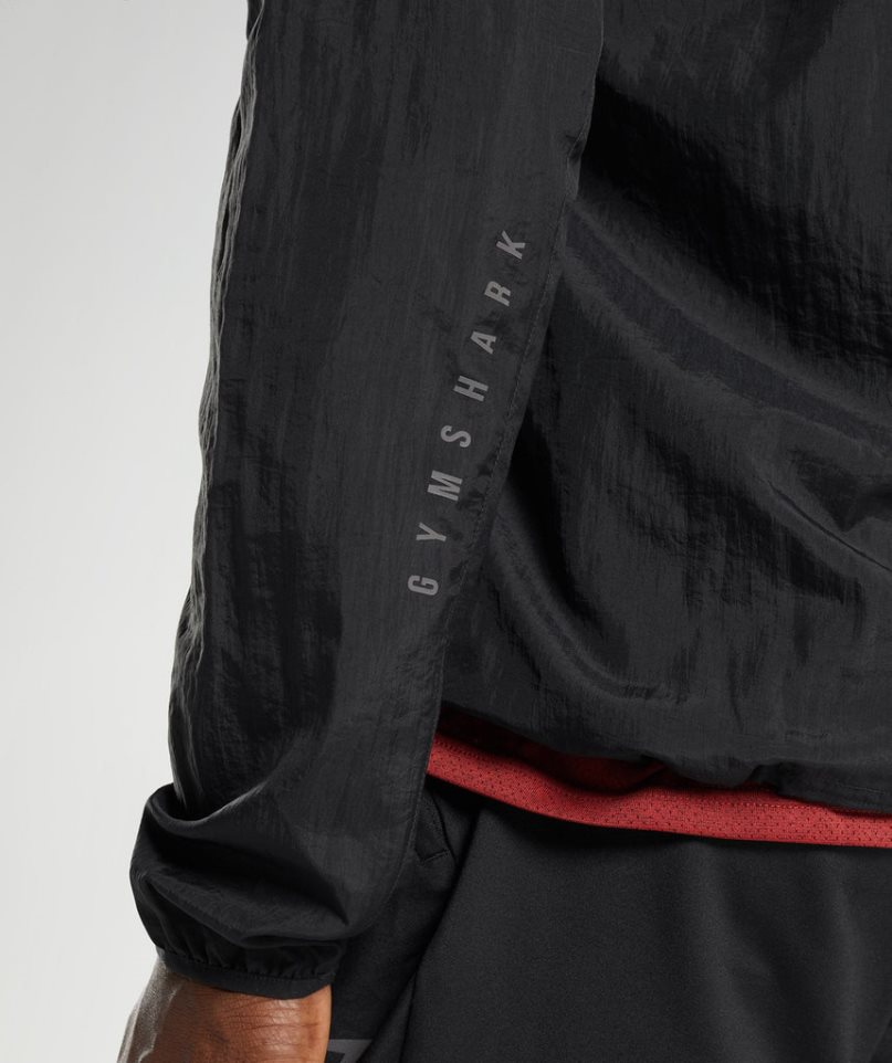 Gymshark Sport Férfi Széldzseki Fekete | HU-J-569
