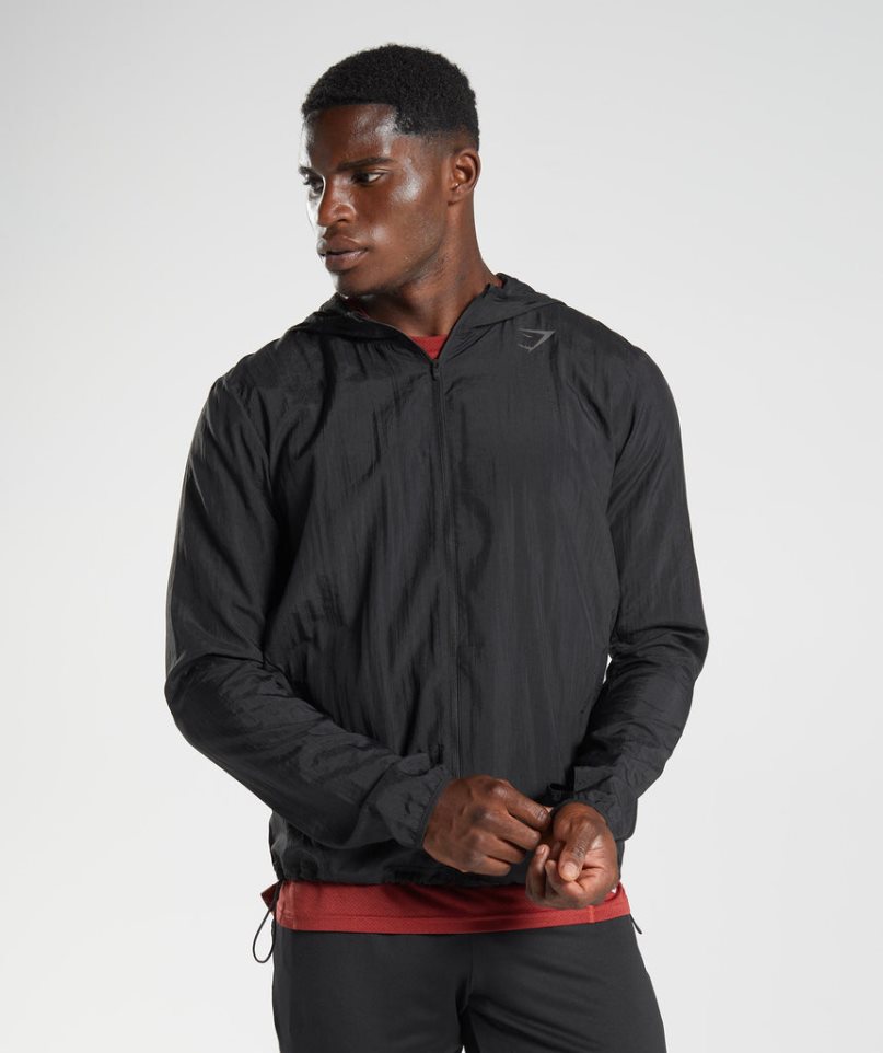 Gymshark Sport Férfi Széldzseki Fekete | HU-J-569