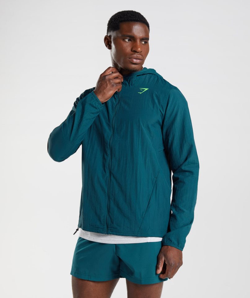 Gymshark Sport Férfi Széldzseki Türkiz | HU-J-109