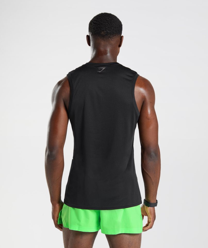 Gymshark Sport Férfi Ujjatlan Póló Fekete | HU-C-095