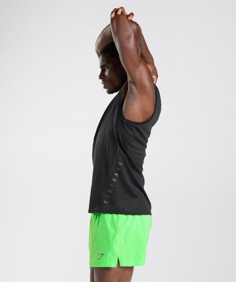 Gymshark Sport Férfi Ujjatlan Póló Fekete | HU-C-095