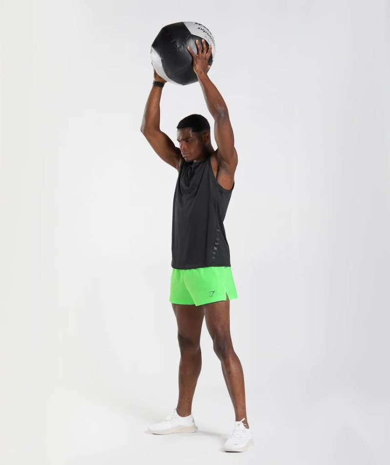 Gymshark Sport Férfi Ujjatlan Póló Fekete | HU-C-095