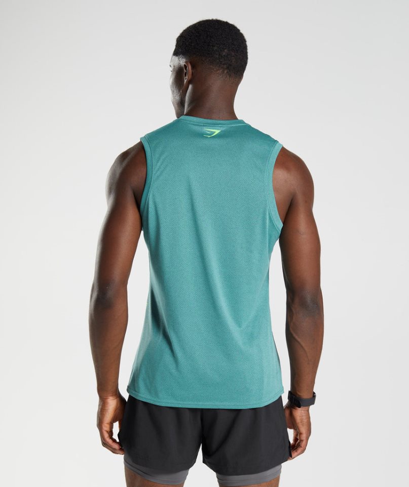 Gymshark Sport Férfi Ujjatlan Póló Türkiz | HU-O-263