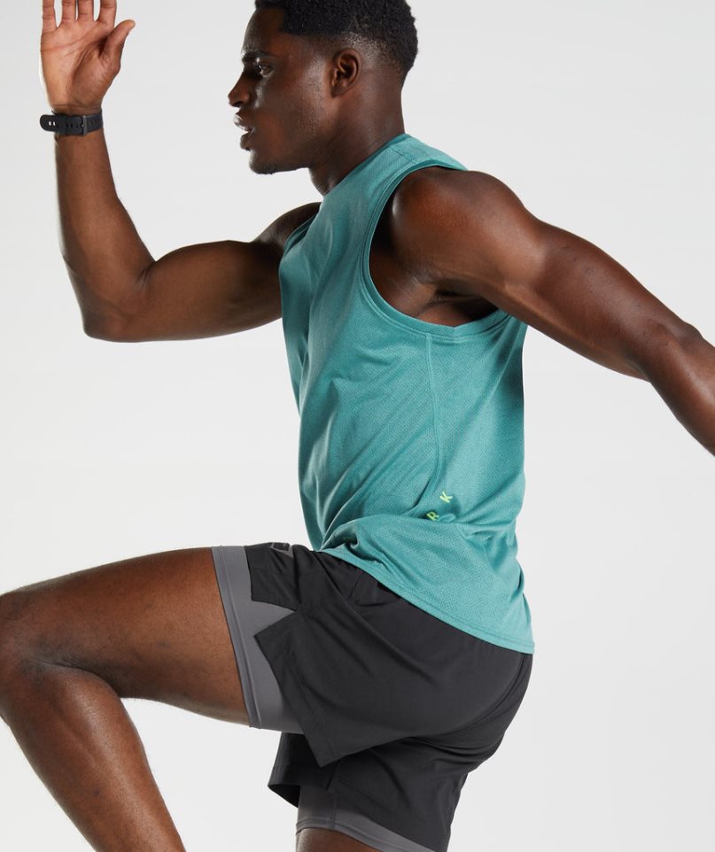 Gymshark Sport Férfi Ujjatlan Póló Türkiz | HU-O-263