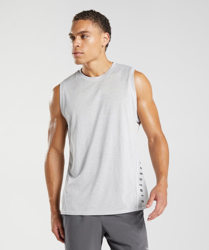Gymshark Sport Férfi Ujjatlan Póló Világos Szürke | HU-Q-263
