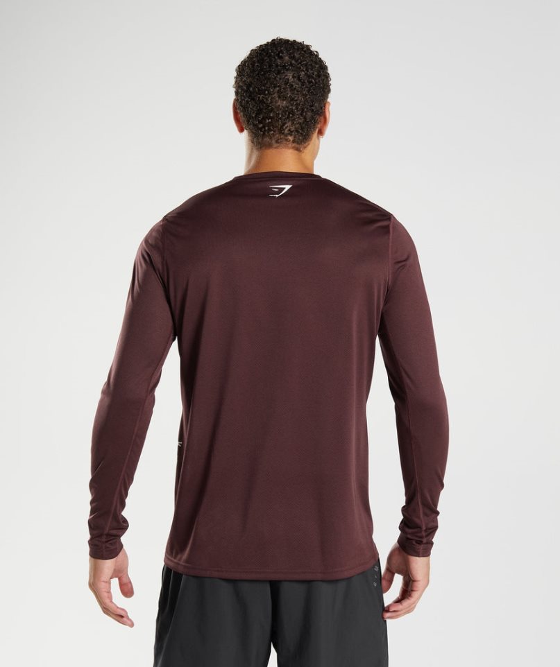 Gymshark Sport Long Sleeve Férfi Póló Bordó | HU-E-147
