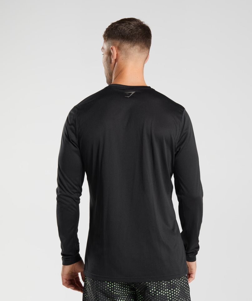 Gymshark Sport Long Sleeve Férfi Póló Fekete | HU-R-950