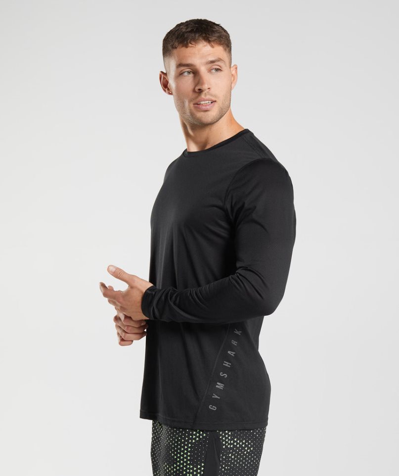 Gymshark Sport Long Sleeve Férfi Póló Fekete | HU-R-950