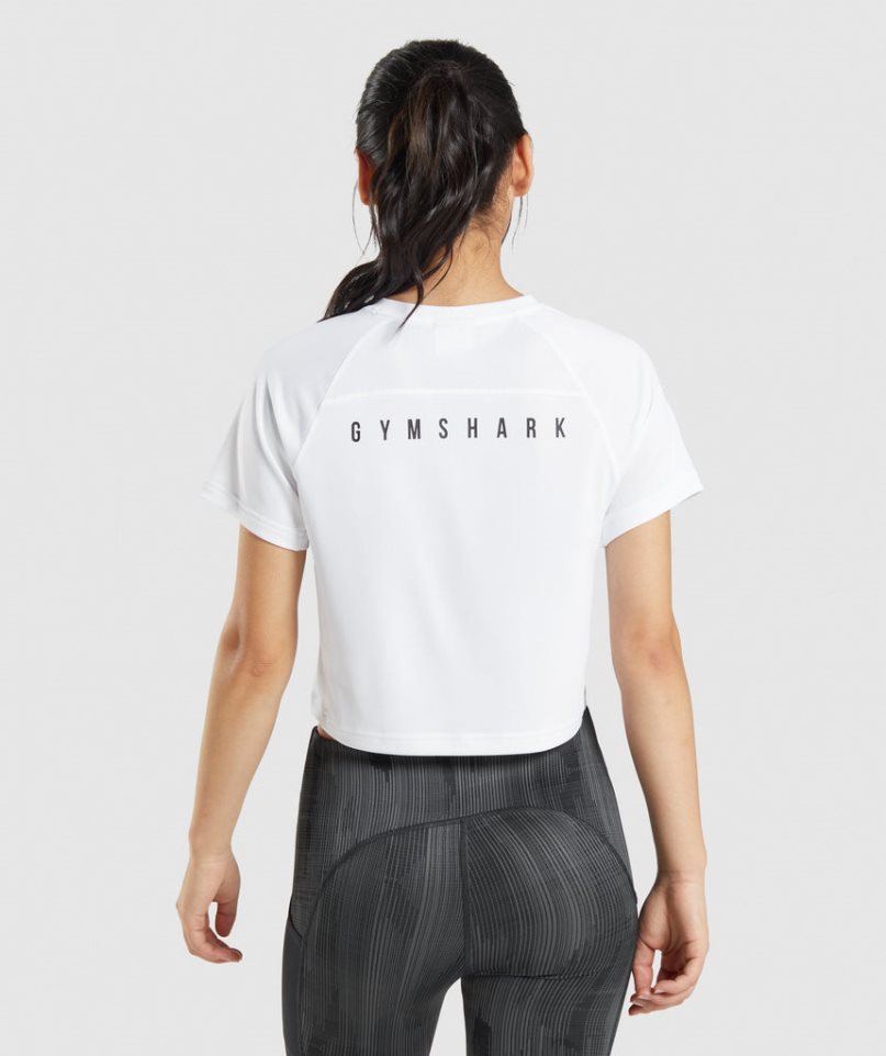 Gymshark Sport Midi Női Póló Fehér | HU-M-685