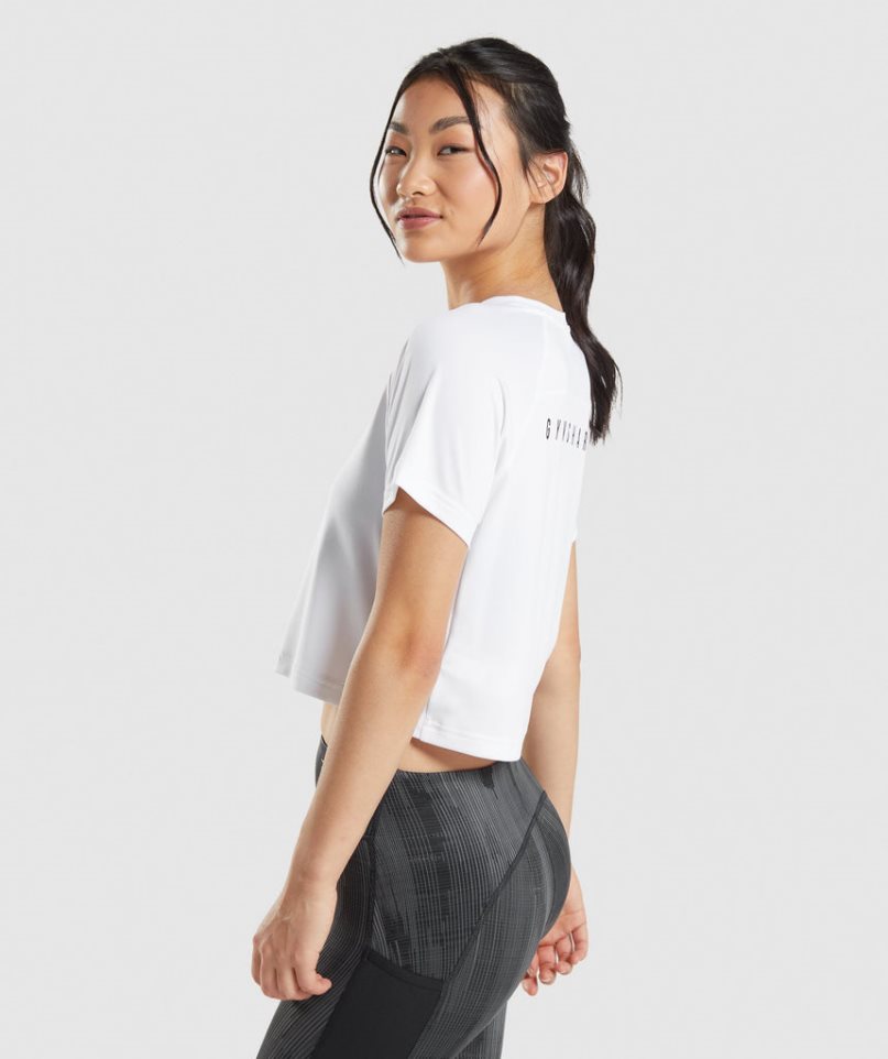 Gymshark Sport Midi Női Póló Fehér | HU-M-685