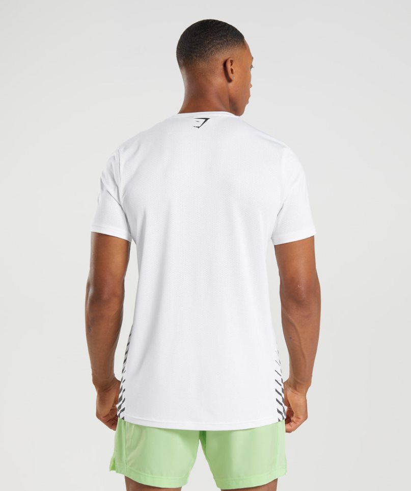 Gymshark Sport Stripe Férfi Póló Fehér | HU-F-103