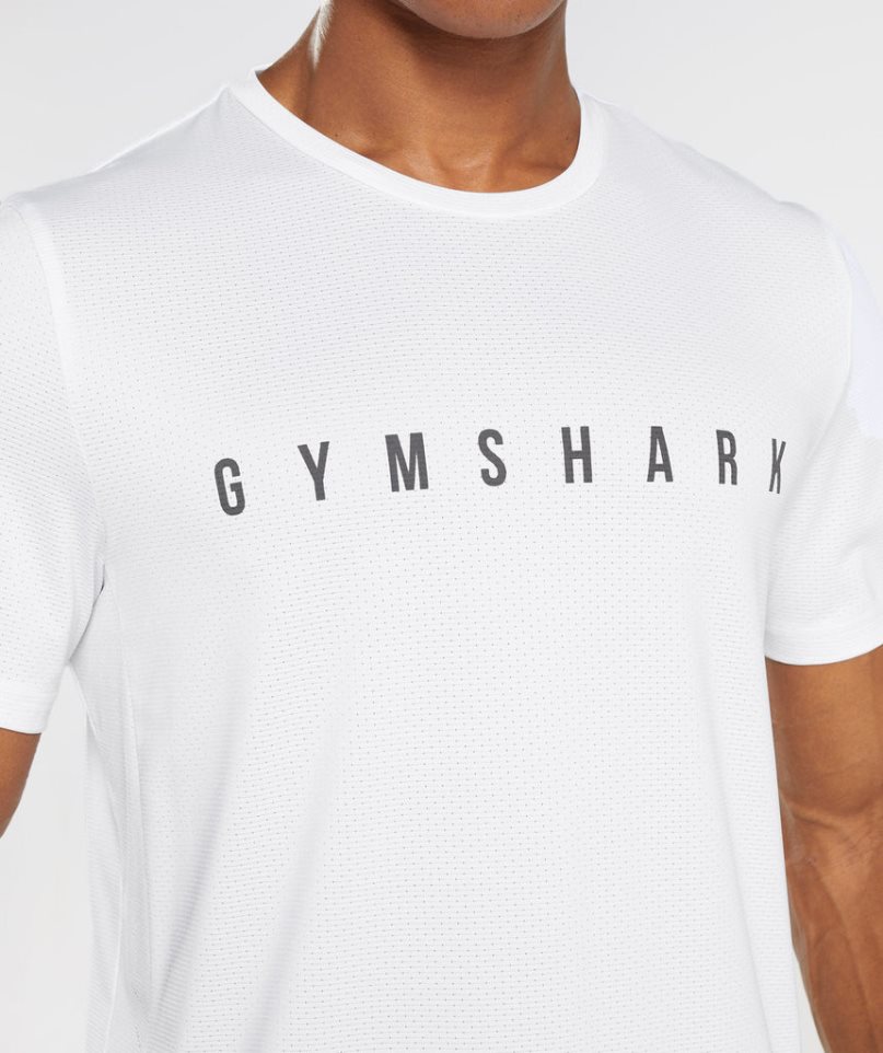 Gymshark Sport Stripe Férfi Póló Fehér | HU-F-103