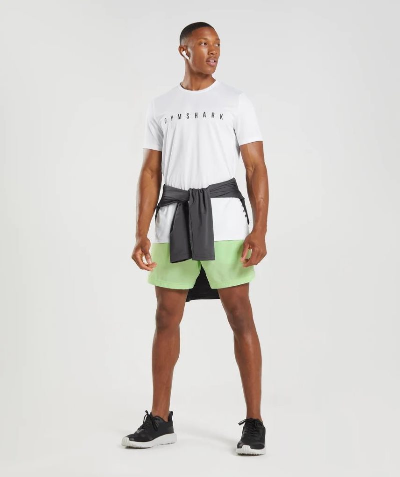 Gymshark Sport Stripe Férfi Póló Fehér | HU-F-103