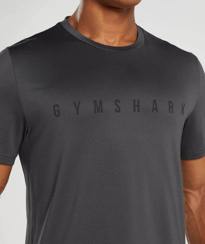 Gymshark Sport Stripe Férfi Póló Fekete | HU-B-264