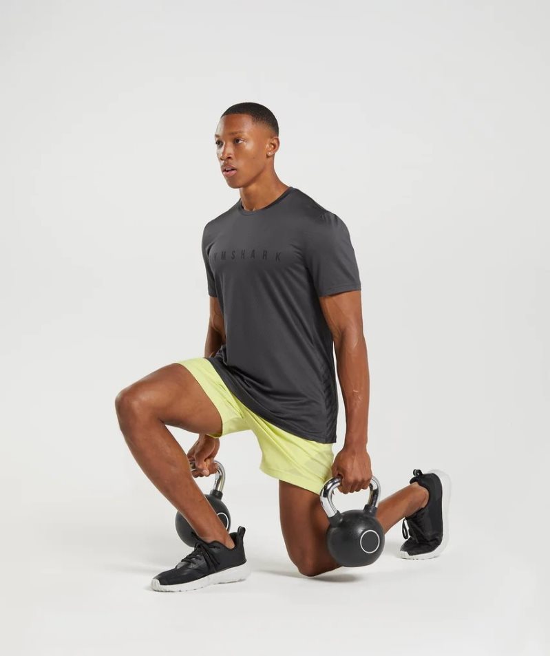 Gymshark Sport Stripe Férfi Póló Fekete | HU-B-264