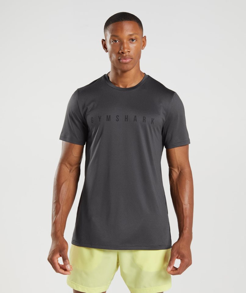 Gymshark Sport Stripe Férfi Póló Fekete | HU-B-264