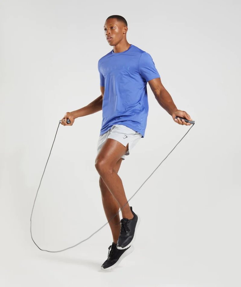 Gymshark Sport Stripe Férfi Póló Kék | HU-T-693