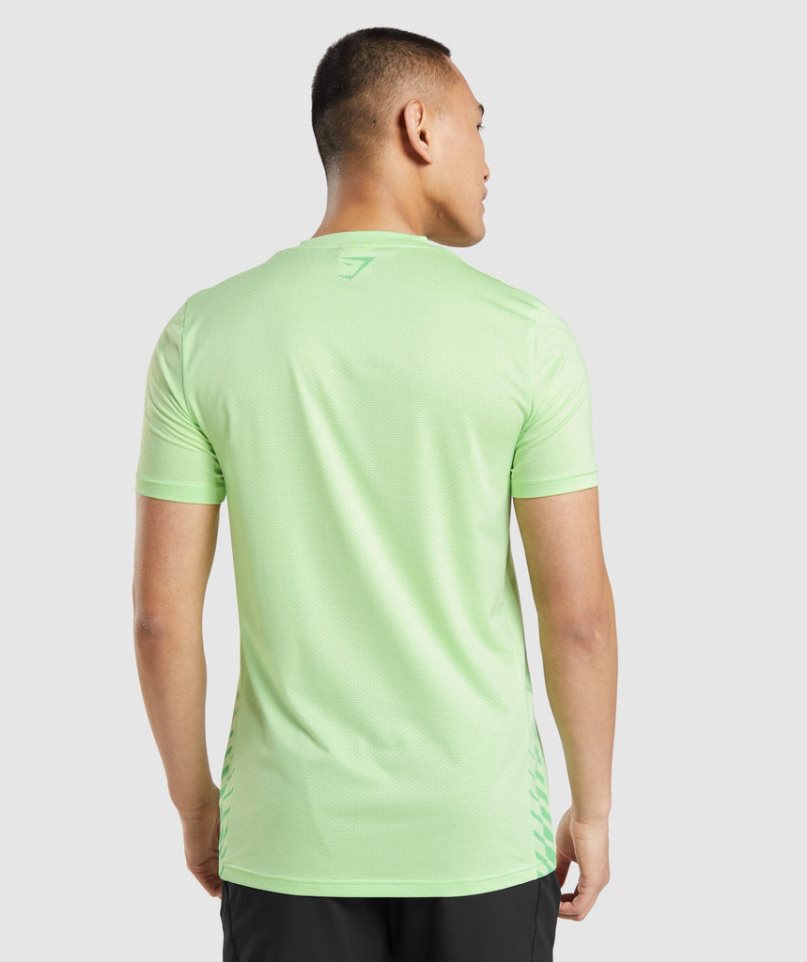 Gymshark Sport Stripe Férfi Póló Menta | HU-Y-029