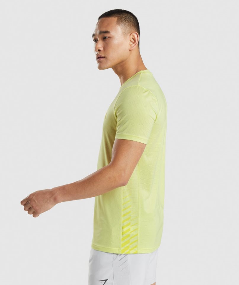 Gymshark Sport Stripe Férfi Póló Sárga | HU-I-072