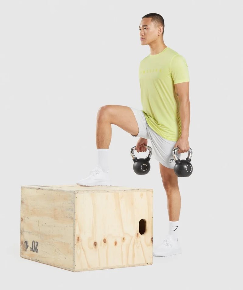 Gymshark Sport Stripe Férfi Póló Sárga | HU-I-072