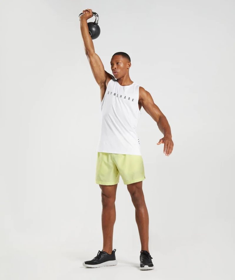 Gymshark Sport Stripe Férfi Ujjatlan Póló Fehér | HU-B-073