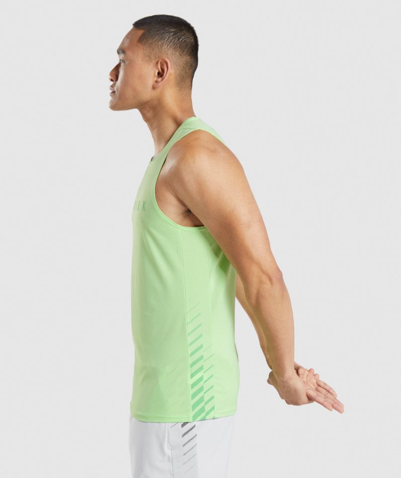 Gymshark Sport Stripe Férfi Ujjatlan Póló Menta | HU-H-546