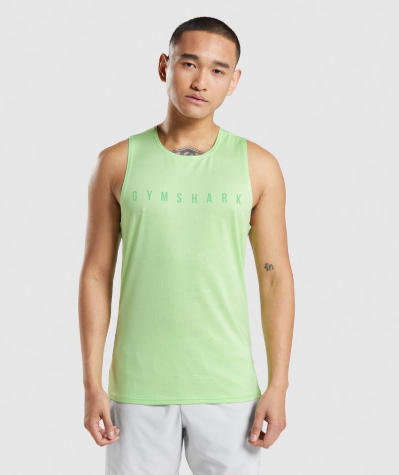 Gymshark Sport Stripe Férfi Ujjatlan Póló Menta | HU-H-546