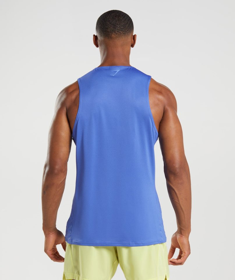 Gymshark Sport Stripe Férfi Ujjatlan Póló Kék | HU-R-809