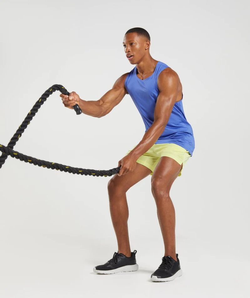 Gymshark Sport Stripe Férfi Ujjatlan Póló Kék | HU-R-809