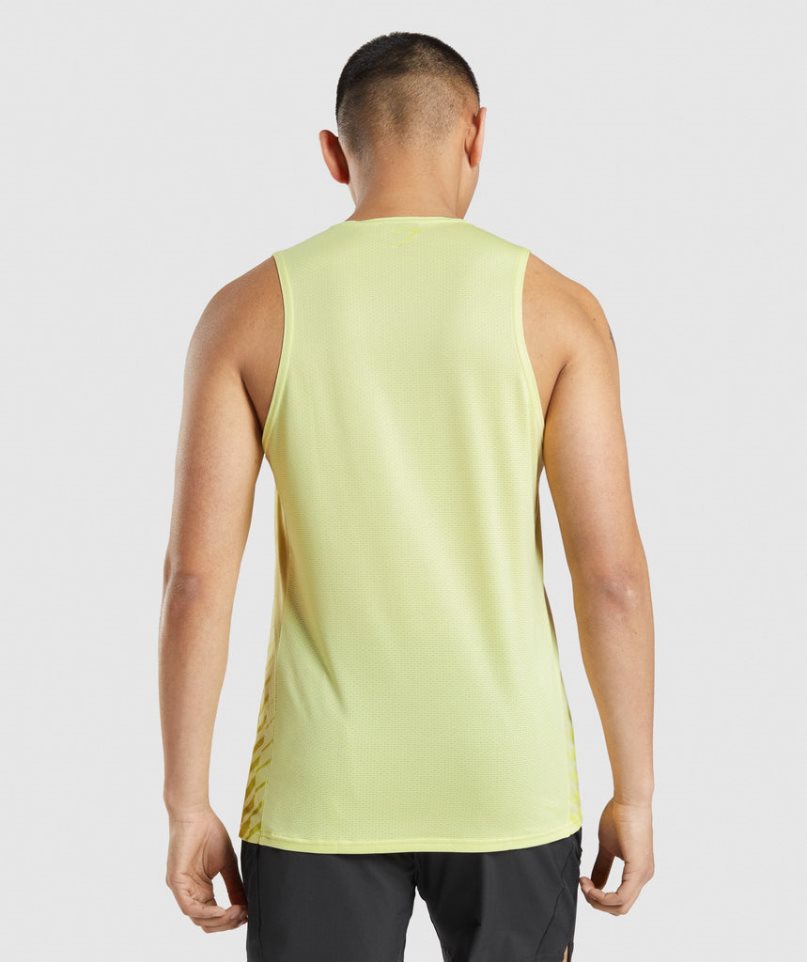 Gymshark Sport Stripe Férfi Ujjatlan Póló Sárga | HU-S-492