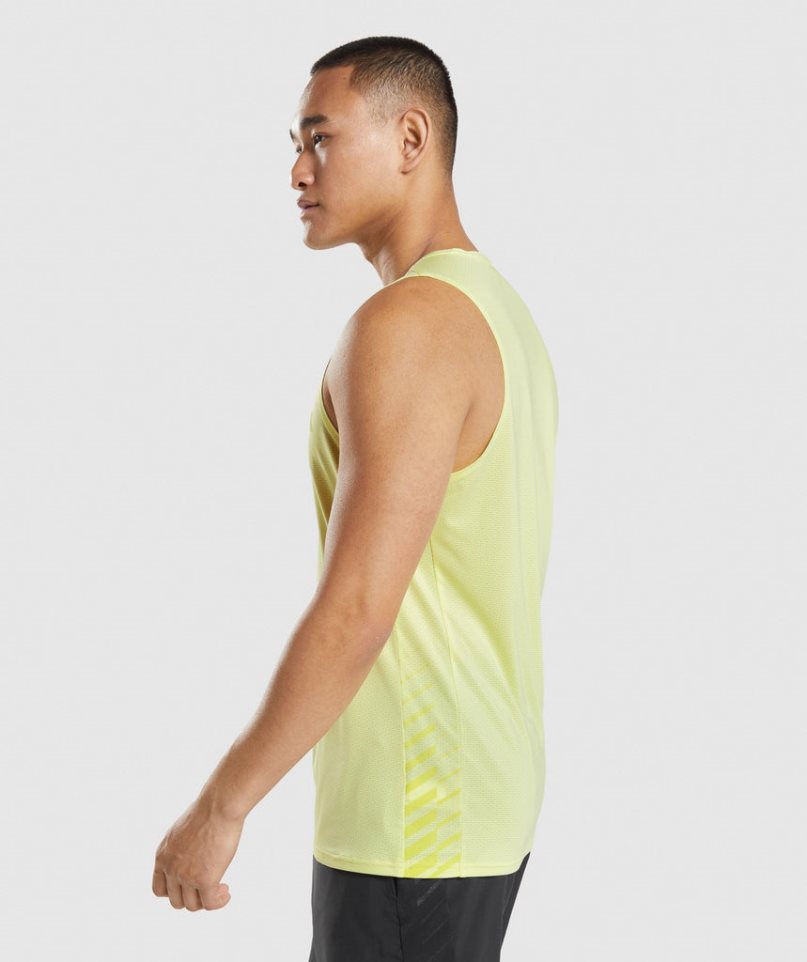 Gymshark Sport Stripe Férfi Ujjatlan Póló Sárga | HU-S-492