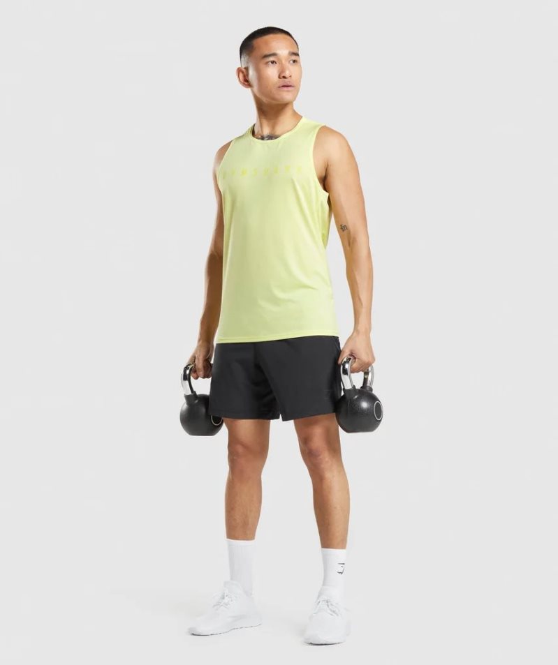 Gymshark Sport Stripe Férfi Ujjatlan Póló Sárga | HU-S-492