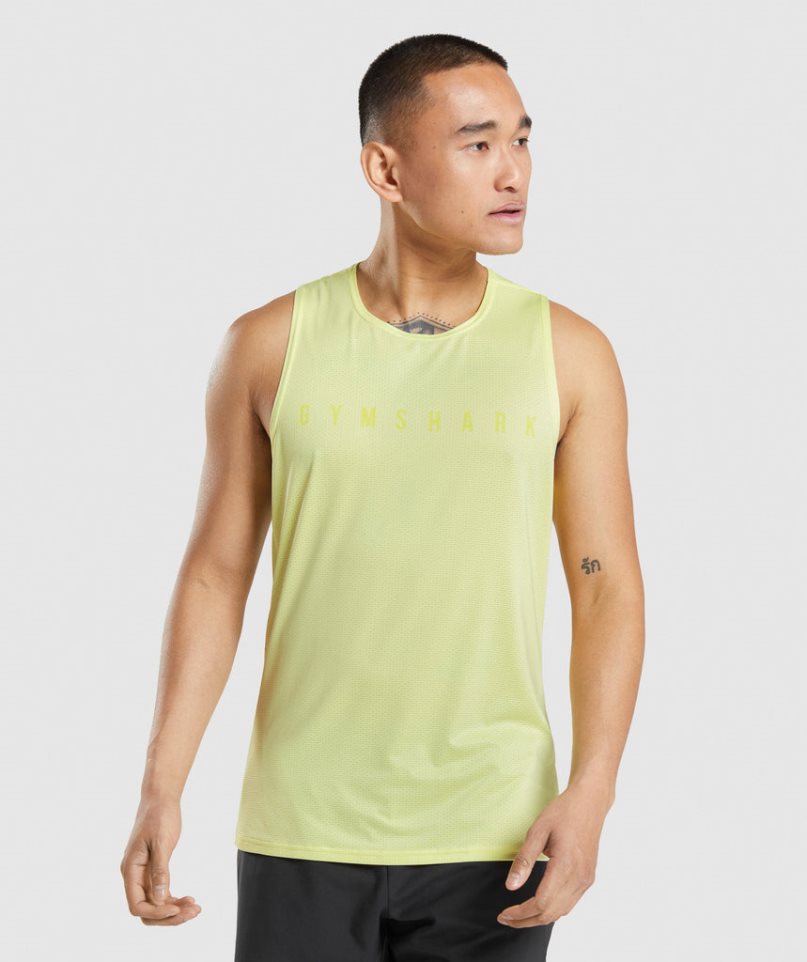 Gymshark Sport Stripe Férfi Ujjatlan Póló Sárga | HU-S-492