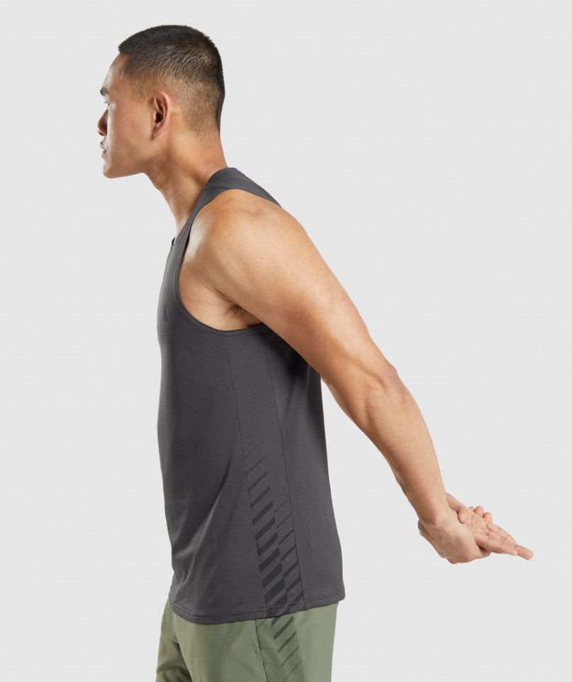 Gymshark Sport Stripe Férfi Ujjatlan Póló Fekete | HU-W-081