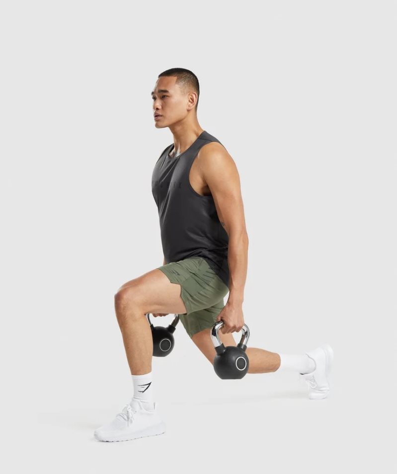 Gymshark Sport Stripe Férfi Ujjatlan Póló Fekete | HU-W-081