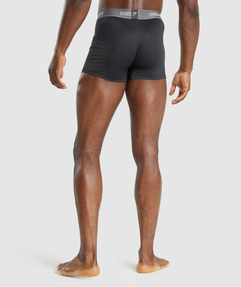 Gymshark Sports Tech Boxers 2pk Férfi Fehérnemű Fekete | HU-D-157