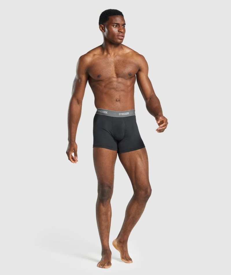 Gymshark Sports Tech Boxers 2pk Férfi Fehérnemű Fekete | HU-D-157