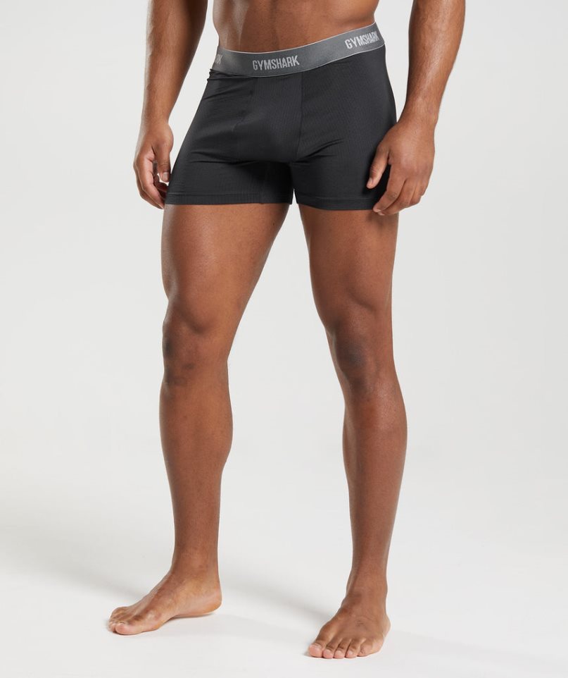 Gymshark Sports Tech Boxers 2pk Férfi Fehérnemű Fekete Olivazöld | HU-Z-941