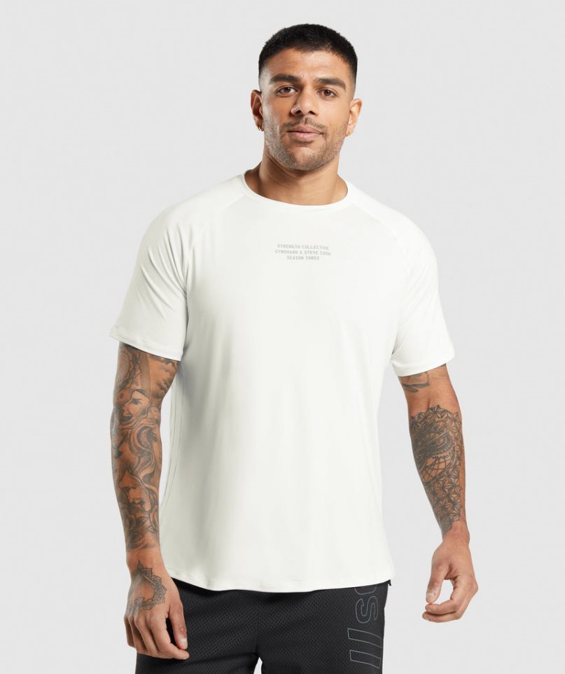 Gymshark Steve Cook Férfi Póló Fehér | HU-O-794