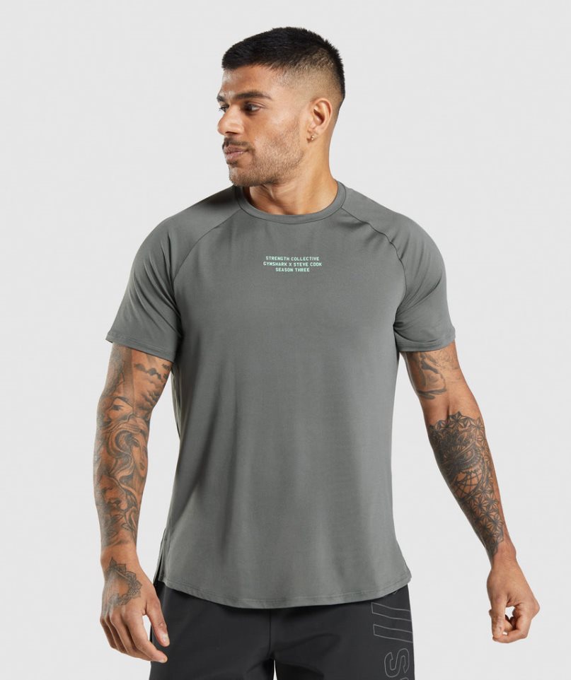 Gymshark Steve Cook Férfi Póló Szürke | HU-S-067