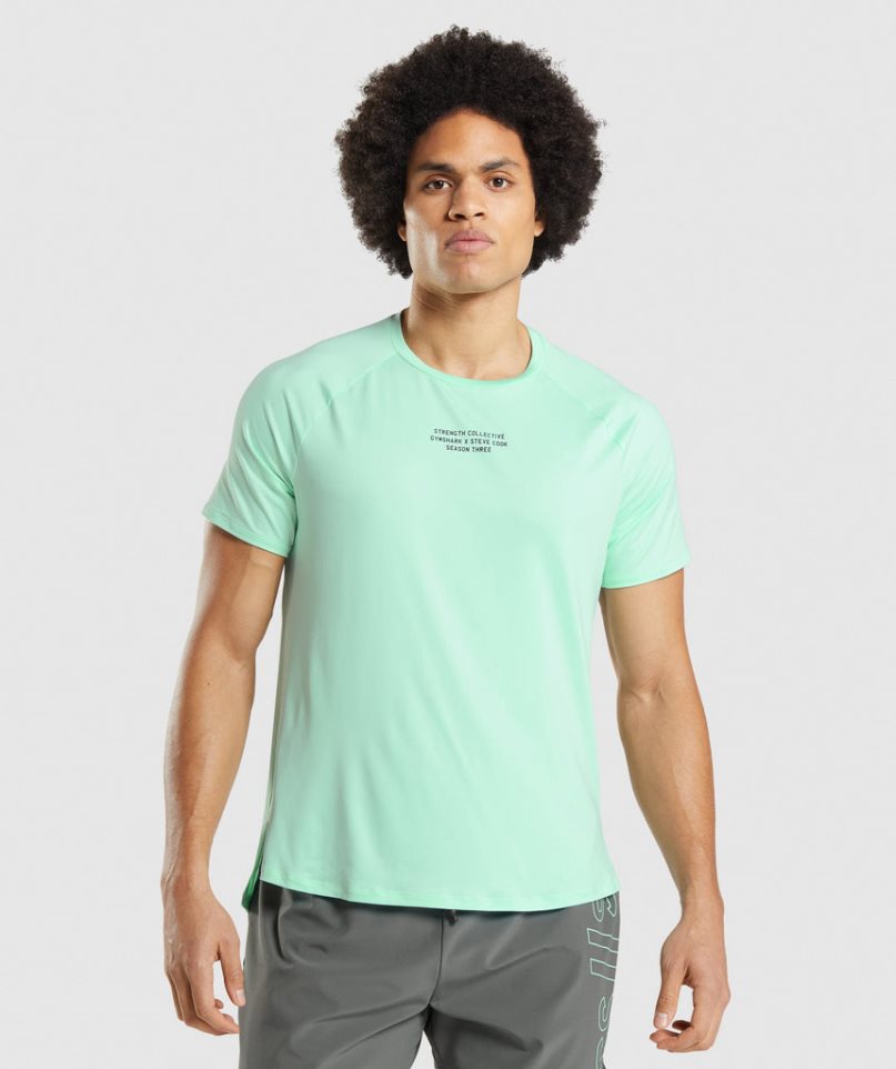 Gymshark Steve Cook Férfi Póló Világos Türkiz | HU-E-376
