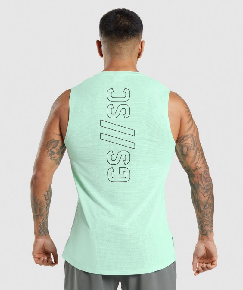 Gymshark Steve Cook Férfi Ujjatlan Póló Menta | HU-Z-963