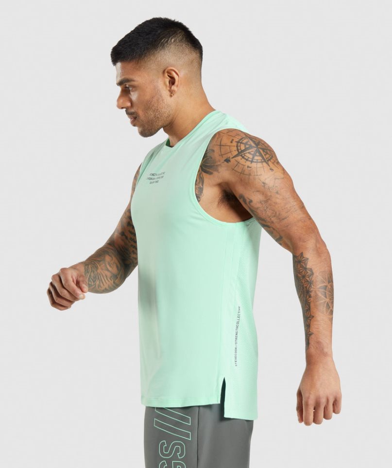 Gymshark Steve Cook Férfi Ujjatlan Póló Menta | HU-Z-963