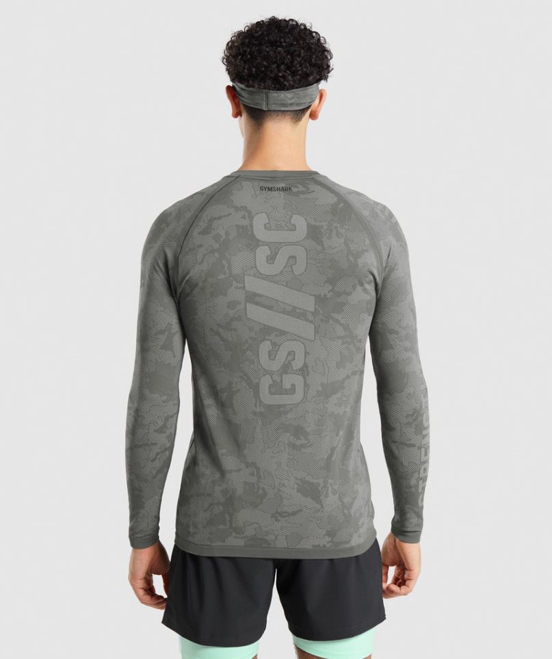 Gymshark Steve Cook Long Sleeve Seamless Férfi Póló Szürke | HU-J-351