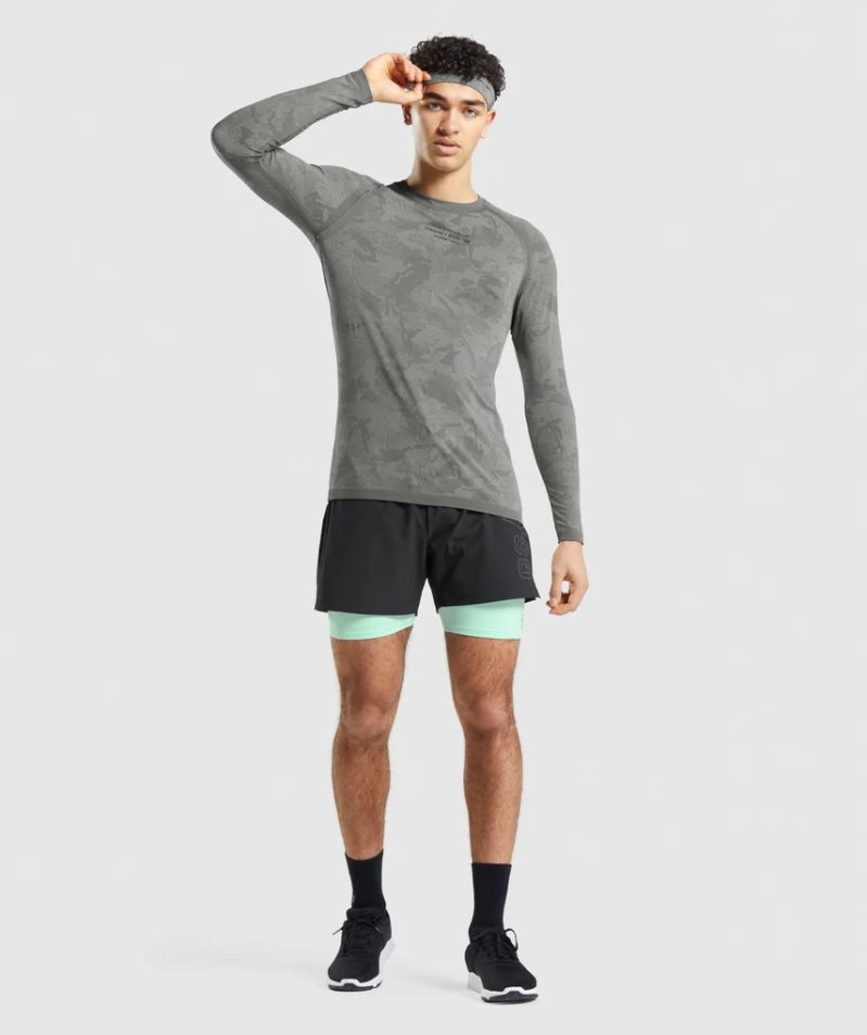 Gymshark Steve Cook Long Sleeve Seamless Férfi Póló Szürke | HU-J-351