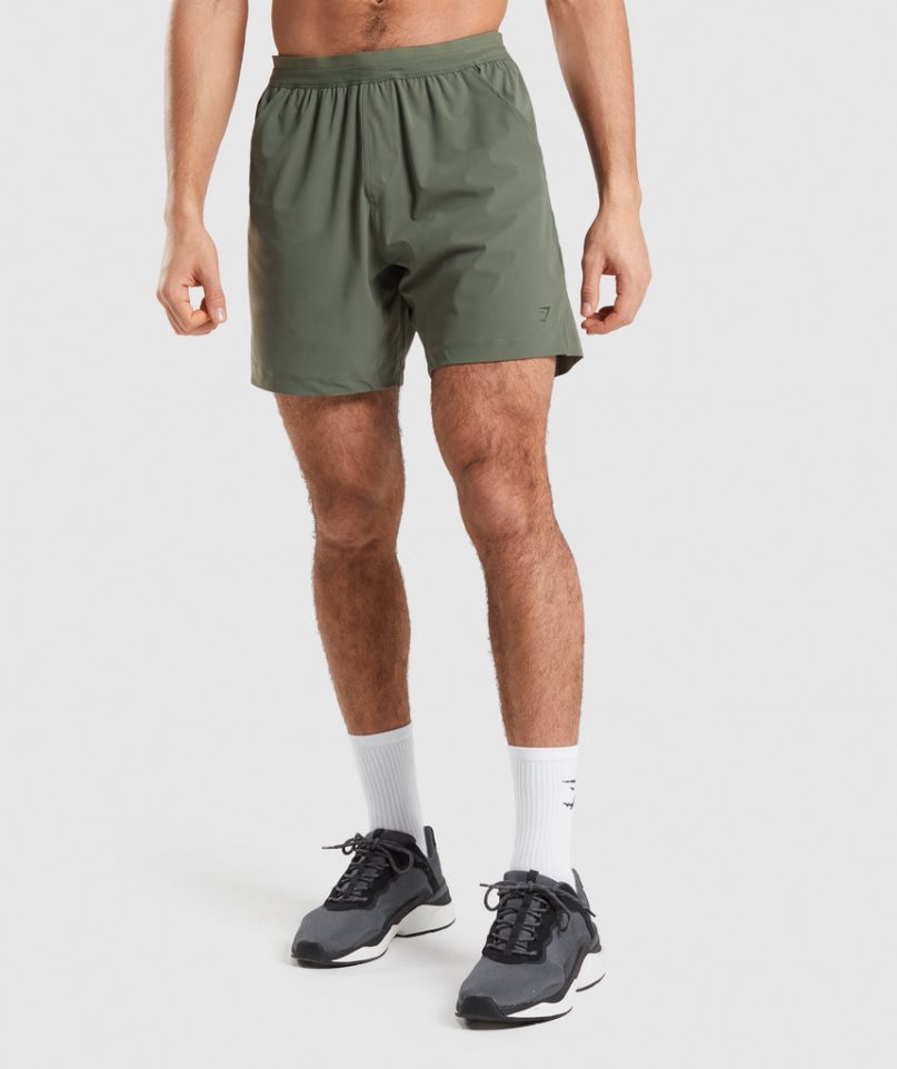 Gymshark Studio Férfi Rövidnadrág Olivazöld | HU-E-903