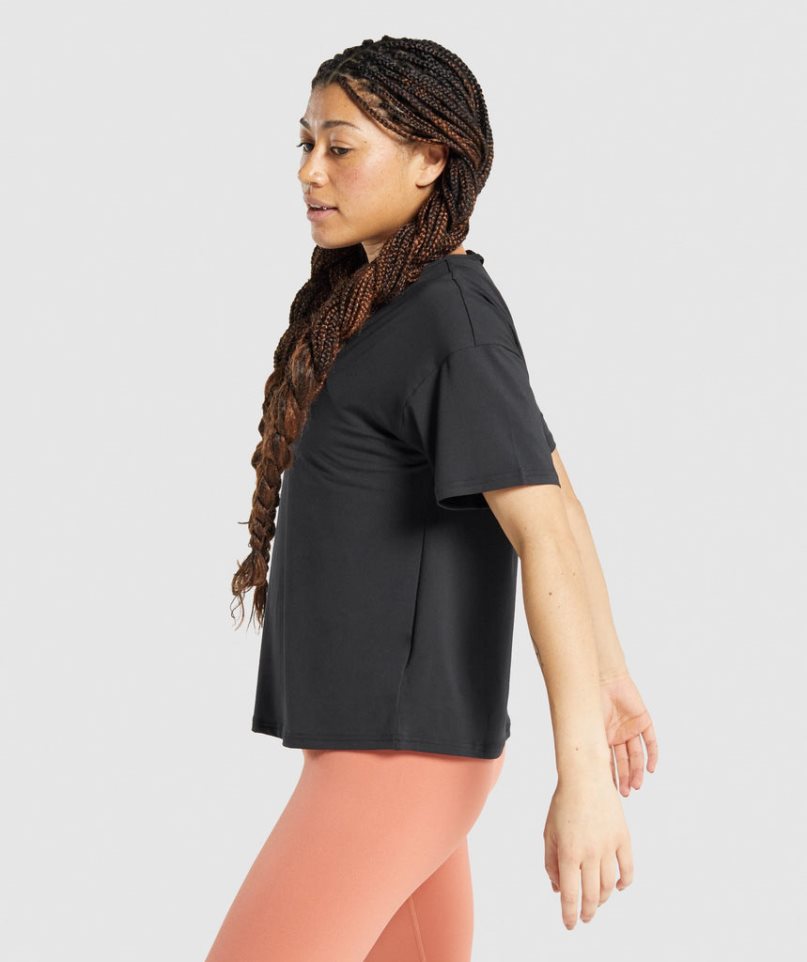 Gymshark Studio Női Póló Fekete | HU-P-801