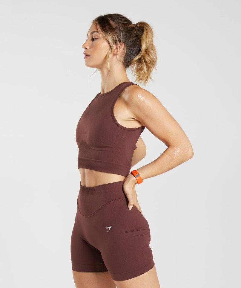 Gymshark Sweat Seamless Midi Női Ujjatlan Póló Bordó | HU-O-015