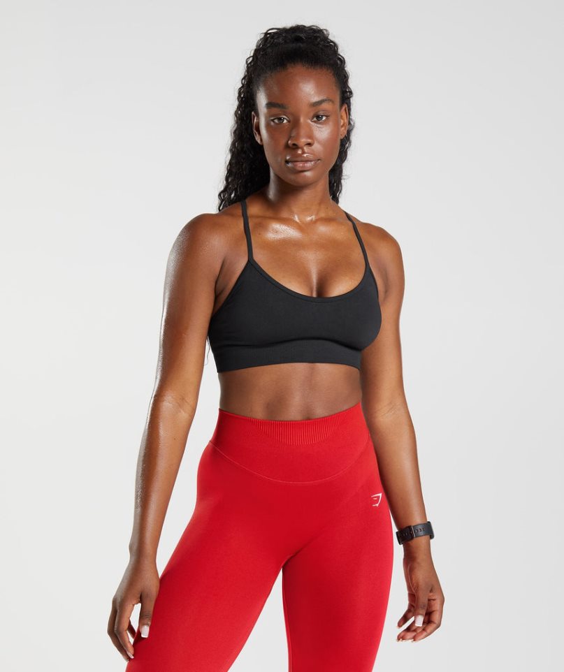 Gymshark Sweat Seamless Női Sportmelltartó Fekete | HU-H-302